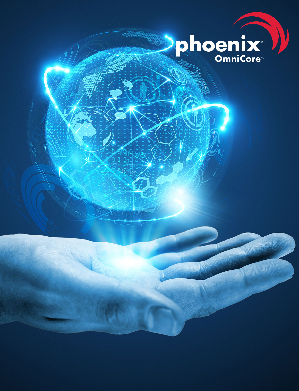 hand holding globe of technology with Phoenix OmniCore